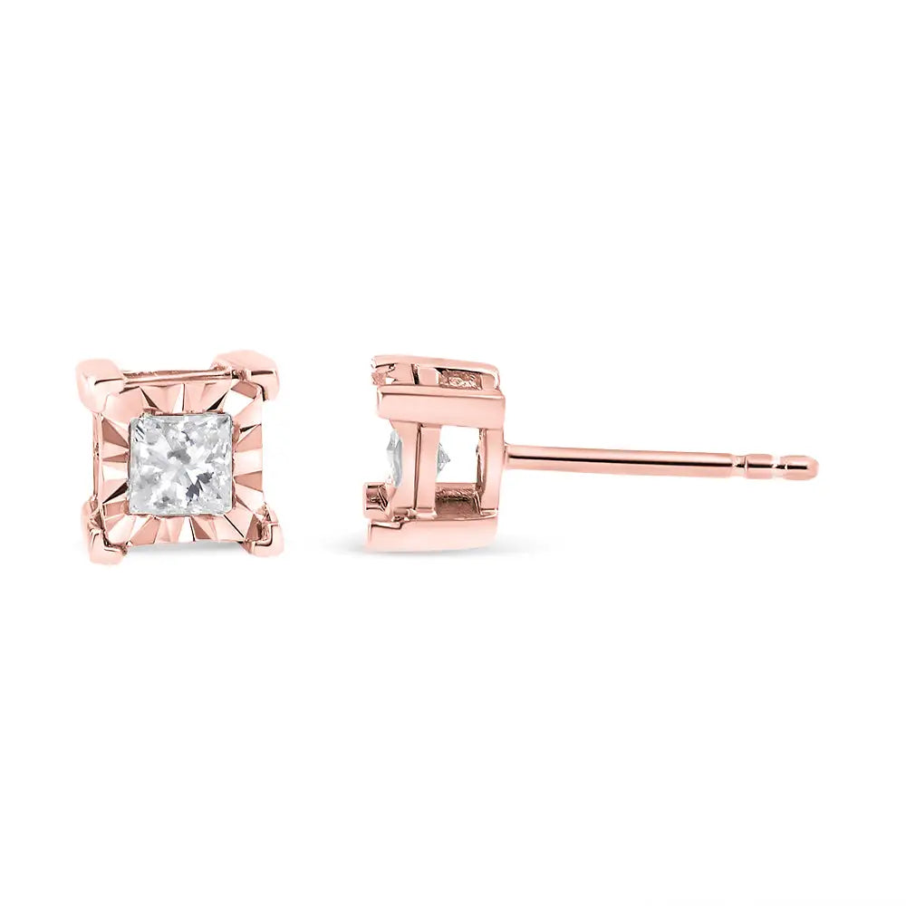 Elegant Miracle Set Princess-cut Diamond Solitaire Stud Earrings