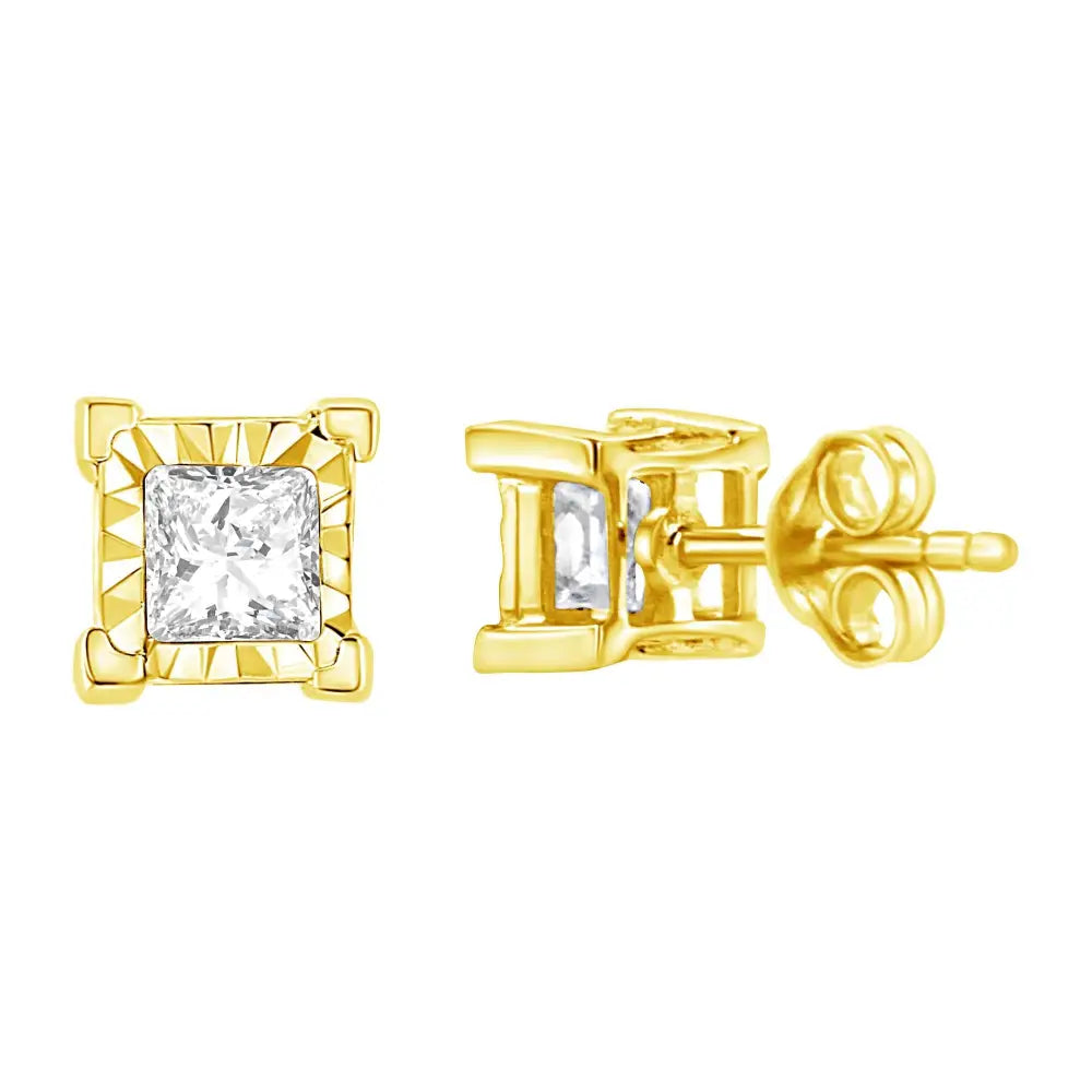 Elegant Miracle Set Princess-cut Diamond Solitaire Stud Earrings