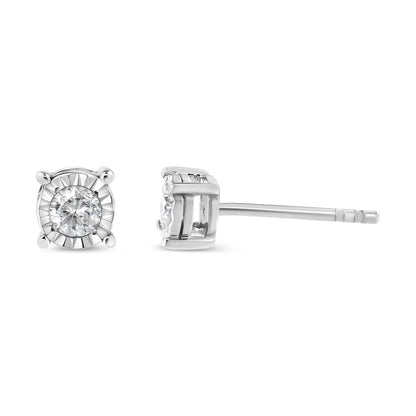 Elegant Miracle-set Stud Earrings with Near Colorless Diamonds