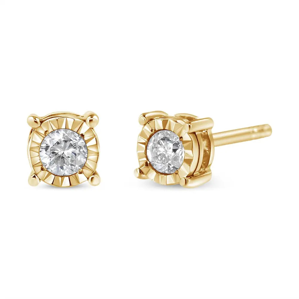 Elegant Miracle-set Stud Earrings with Near Colorless Diamonds