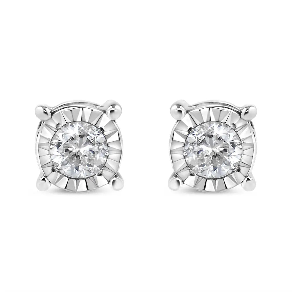 Elegant Miracle-set Stud Earrings with Near Colorless Diamonds