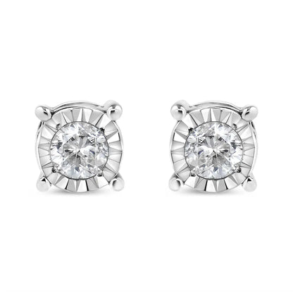 Elegant Miracle-set Stud Earrings with Near Colorless Diamonds