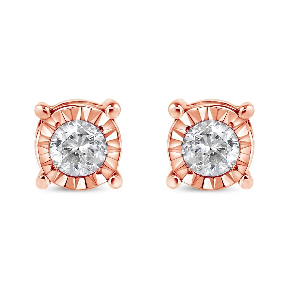 Elegant Miracle-set Stud Earrings with Near Colorless Diamonds