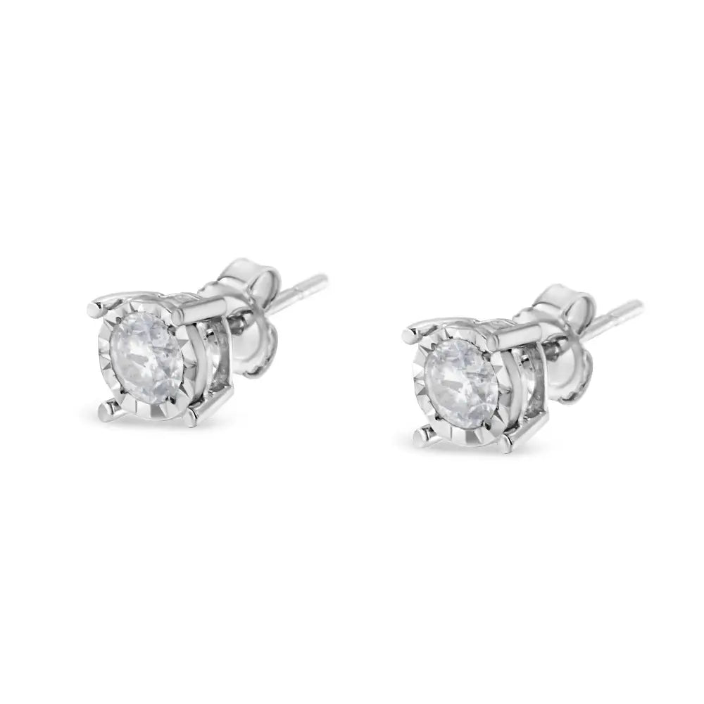 Elegant Miracle-set Stud Earrings with Round Brilliant-cut Diamonds