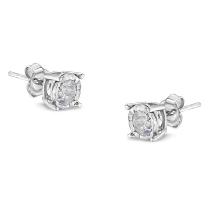 Elegant Miracle-set Stud Earrings with Round Brilliant-cut Diamonds