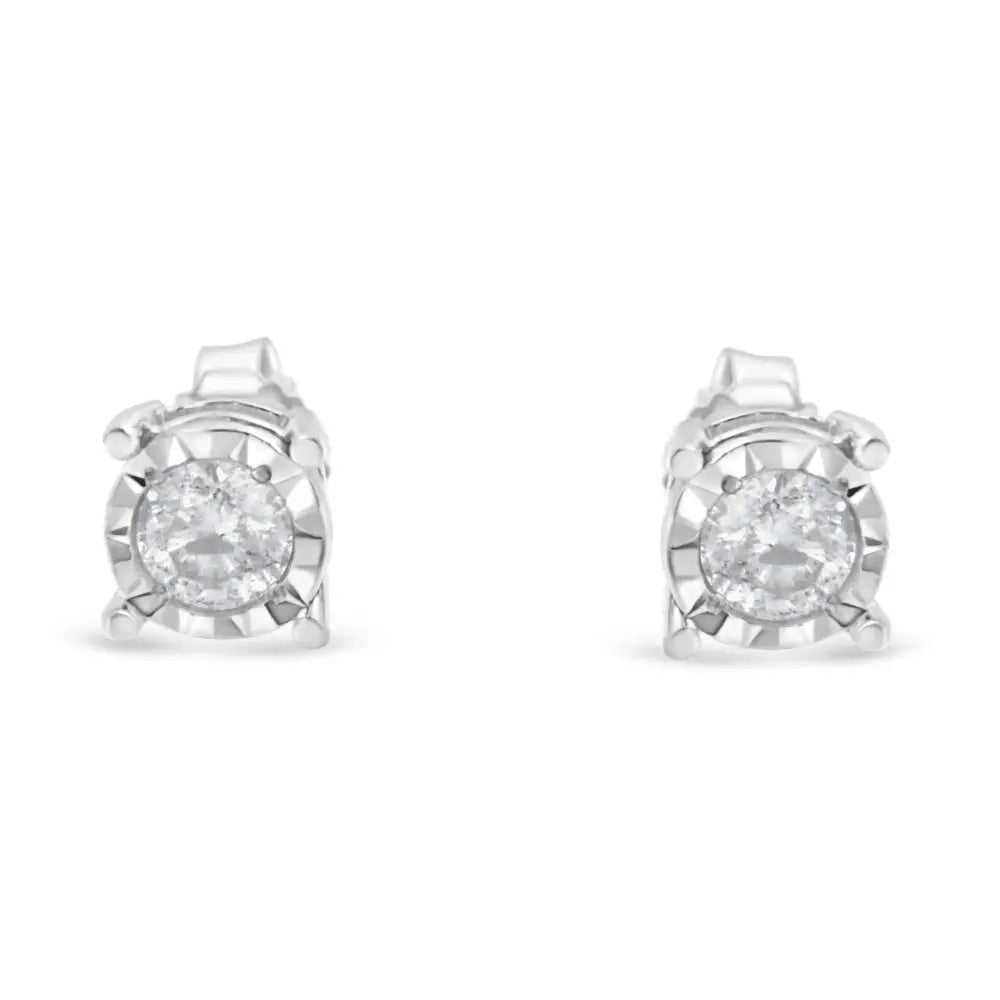 Elegant Miracle-set Stud Earrings with Round Brilliant-cut Diamonds