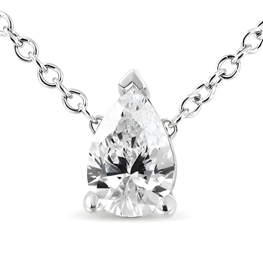 Elegant Pear Shape Lab Grown Diamond Solitaire Pendant in 14k White Gold