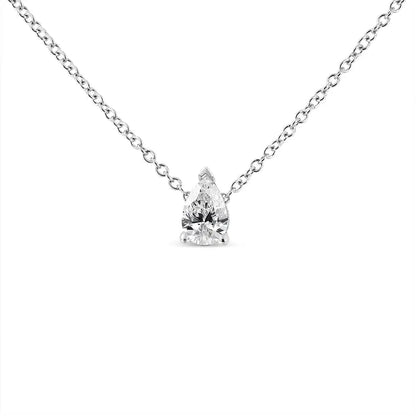 Elegant Pear Shape Lab Grown Diamond Solitaire Pendant in 14k White Gold