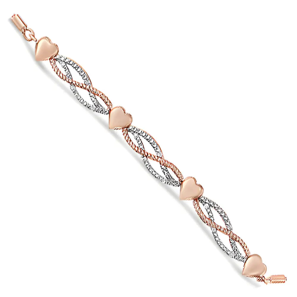 Elegant Rose Gold Plated Sterling Silver Cttw Diamond Accent Bolo Bracelet