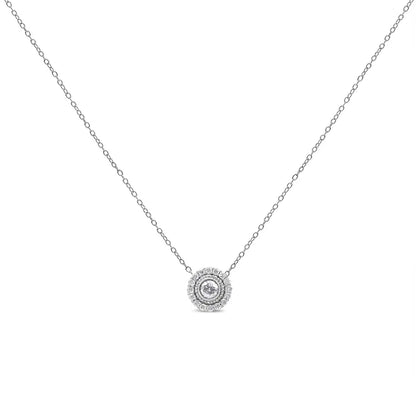 Elegant Round Diamond Halo Circle Pendant in.925 Sterling Silver