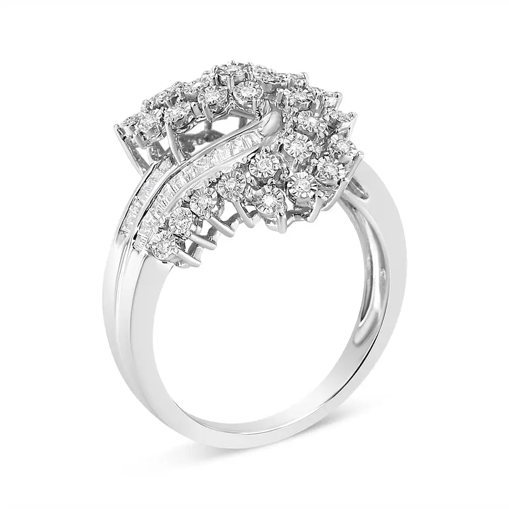 Elegant s Shaped Bypass Cocktail Ring in 10k White Gold - Rings/fashion/bypass