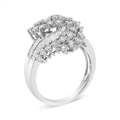 Elegant s Shaped Bypass Cocktail Ring in 10k White Gold - Rings/fashion/bypass