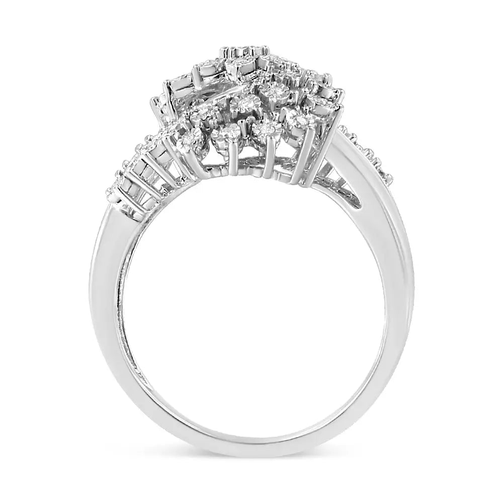 Elegant s Shaped Bypass Cocktail Ring in 10k White Gold - Rings/fashion/bypass