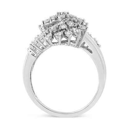 Elegant s Shaped Bypass Cocktail Ring in 10k White Gold - Rings/fashion/bypass