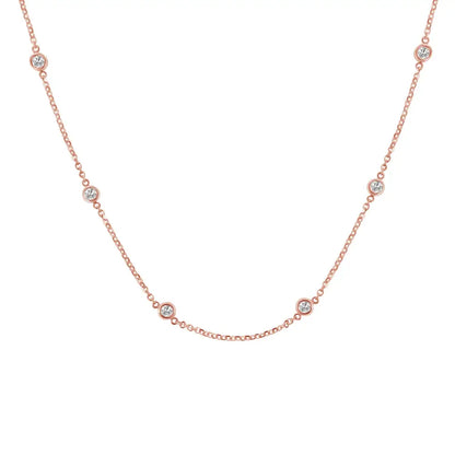 Elegant Silver Bezel-set Diamond Station Necklace with Timeless Sparkle