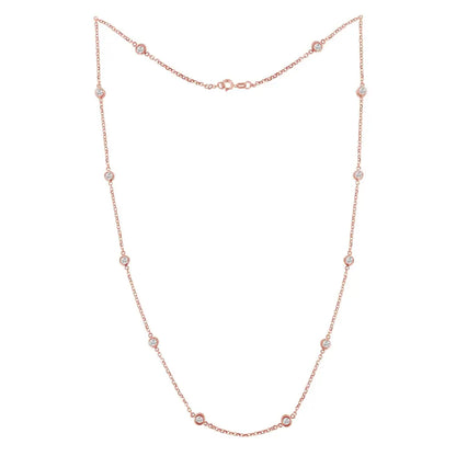 Elegant Silver Bezel-set Diamond Station Necklace with Timeless Sparkle