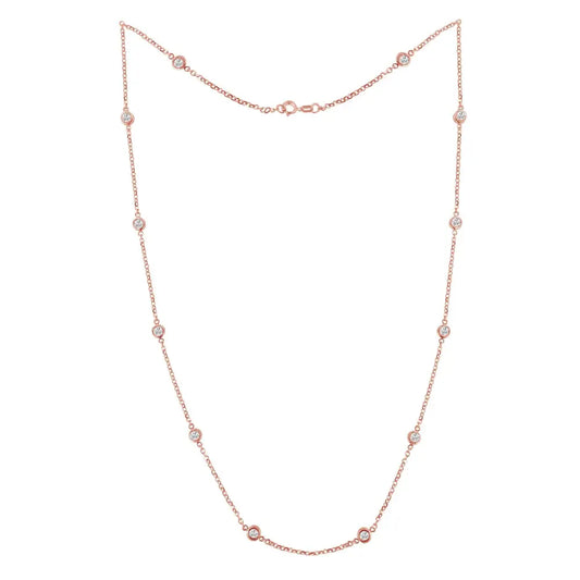 Elegant Silver Bezel-set Diamond Station Necklace with Timeless Sparkle