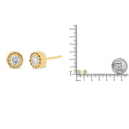 Elegant Solitaire Diamond Miracle Set Stud Earrings in Sterling Silver