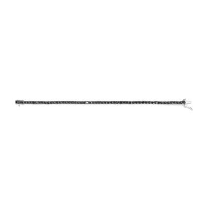 Elegant Sterling Silver 4-prong Classic Tennis Bracelet with Treated Black