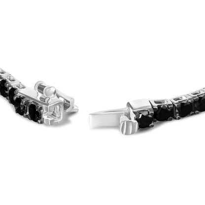 Elegant Sterling Silver 4-prong Classic Tennis Bracelet with Treated Black