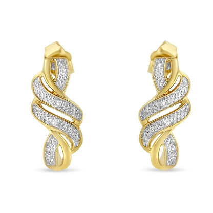 14k Gold Plated Sterling Silver Diamond Accent Swirl Dangle Earrings