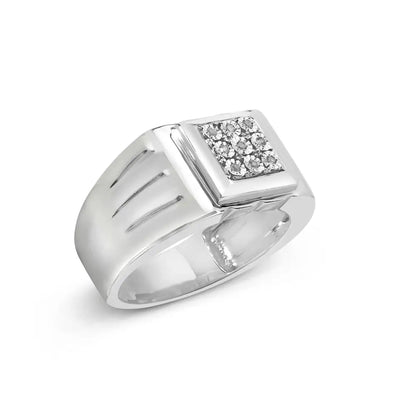 Elegant Sterling Silver Diamond Accent Miracle-set Gentlemen’s Ring