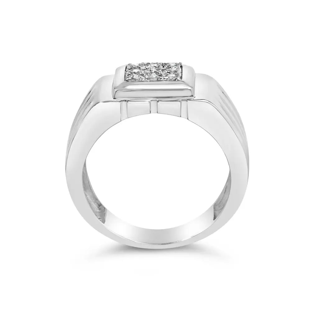 Elegant Sterling Silver Diamond Accent Miracle-set Gentlemen’s Ring