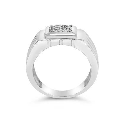 Elegant Sterling Silver Diamond Accent Miracle-set Gentlemen’s Ring