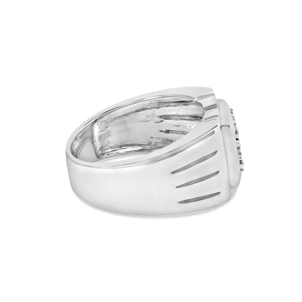 Elegant Sterling Silver Diamond Accent Miracle-set Gentlemen’s Ring