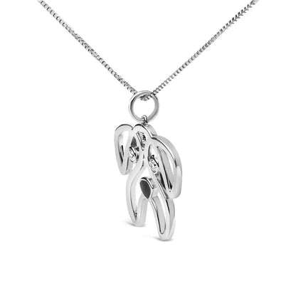 Elegant Sterling Silver Diamond Accent Pug Dog Pendant Necklace