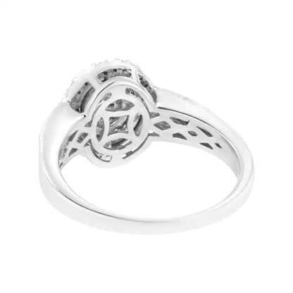 Elegant Sterling Silver Diamond Braided Halo Cocktail Ring