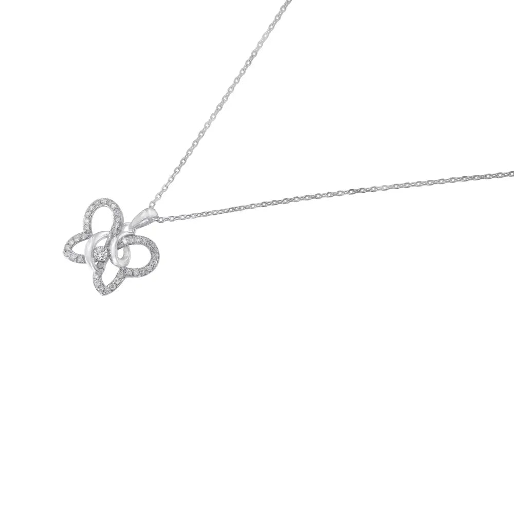 Elegant Sterling Silver Diamond Butterfly Pendant Necklace