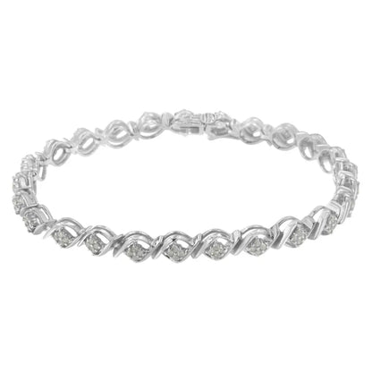 Elegant Sterling Silver Diamond Cluster Link Bracelet for Timeless Style