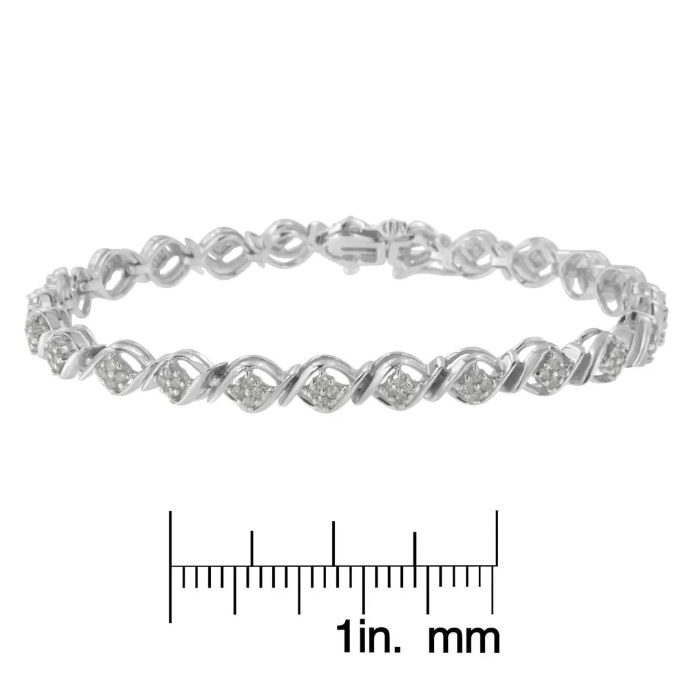 Elegant Sterling Silver Diamond Cluster Link Bracelet for Timeless Style