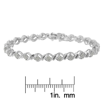 Elegant Sterling Silver Diamond Cluster Link Bracelet for Timeless Style