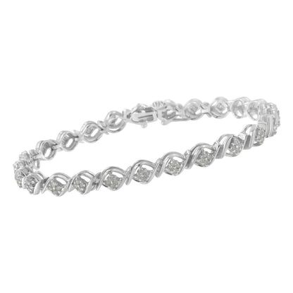 Elegant Sterling Silver Diamond Cluster Link Bracelet for Timeless Style