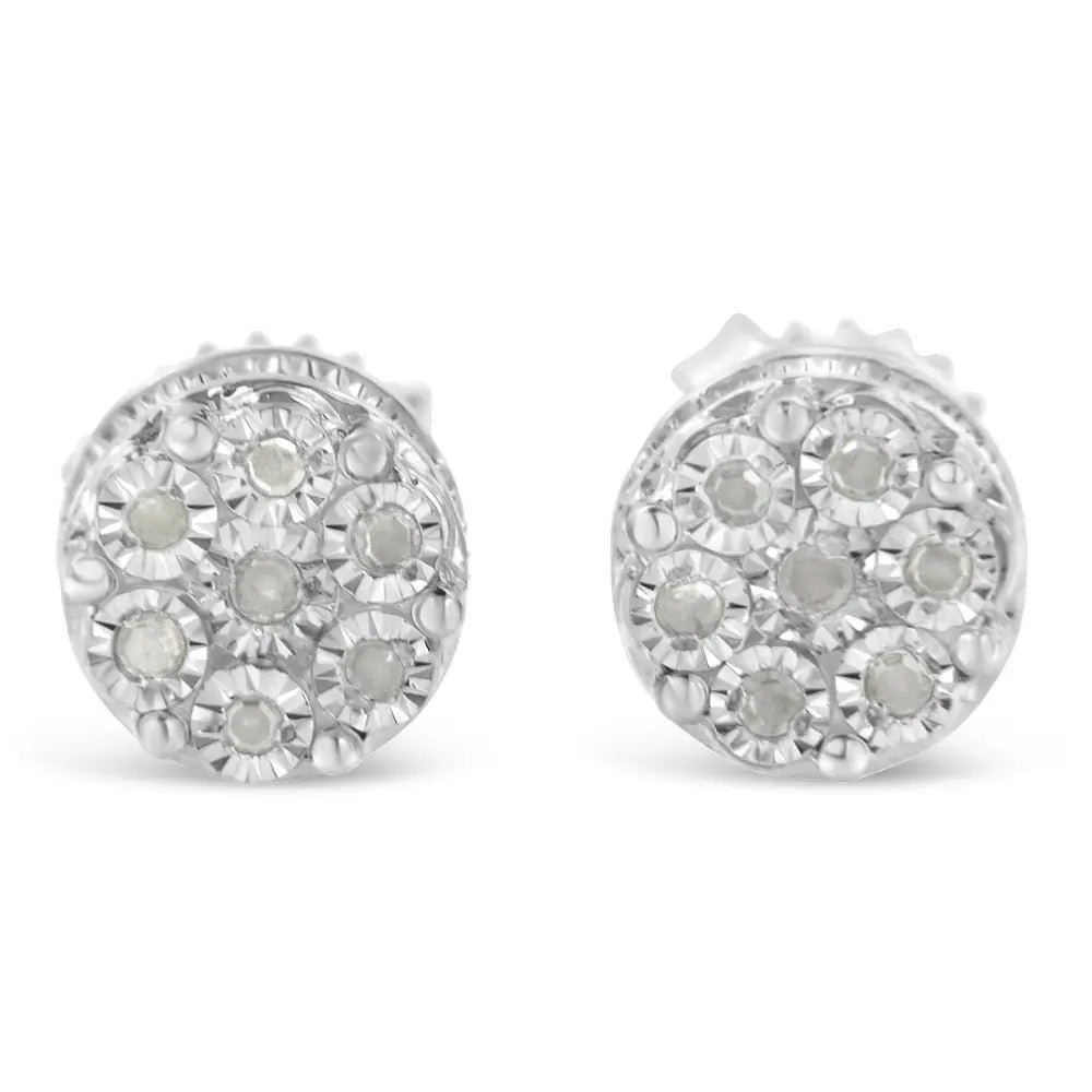 Elegant Sterling Silver Diamond Cluster Stud Earrings for Timeless Style