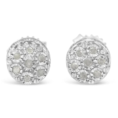 Elegant Sterling Silver Diamond Cluster Stud Earrings for Timeless Style