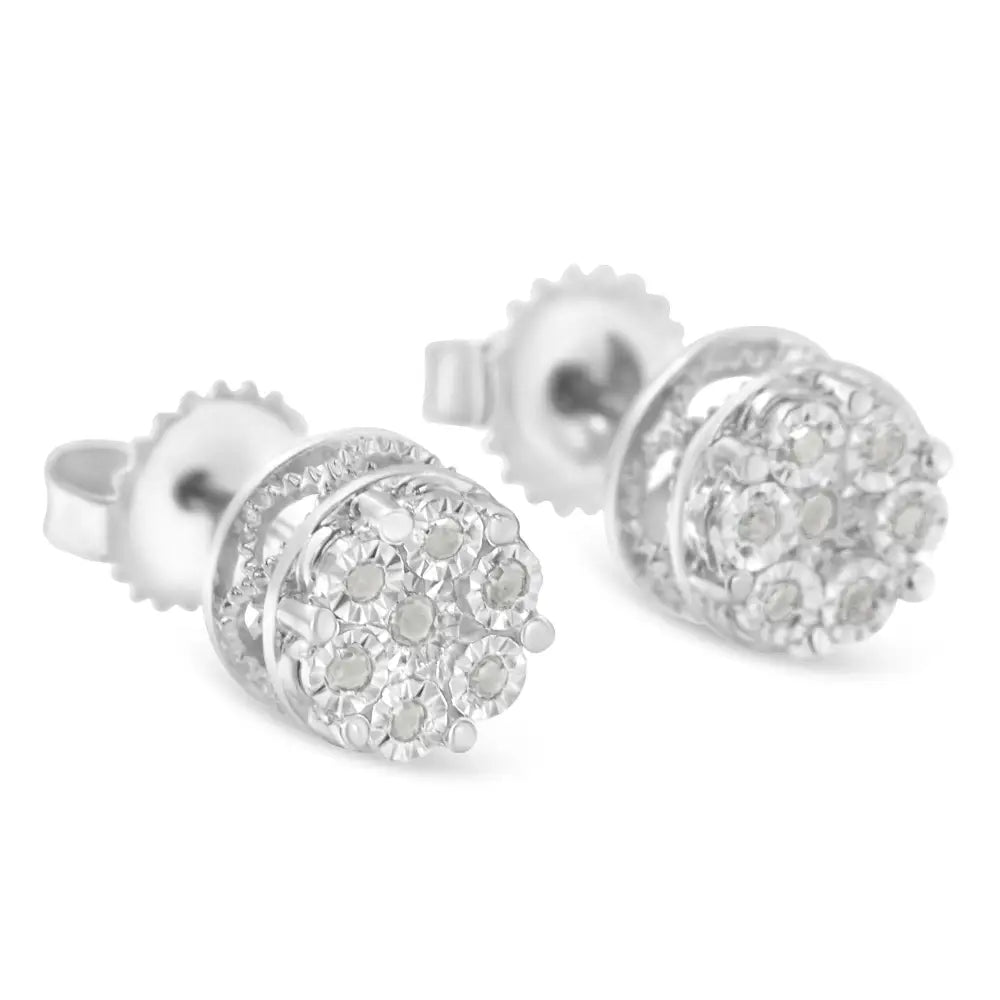 Elegant Sterling Silver Diamond Cluster Stud Earrings for Timeless Style