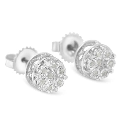 Elegant Sterling Silver Diamond Cluster Stud Earrings for Timeless Style