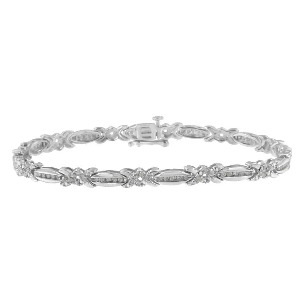 Elegant Sterling Silver Diamond X-link Tennis Bracelet for Timeless Style