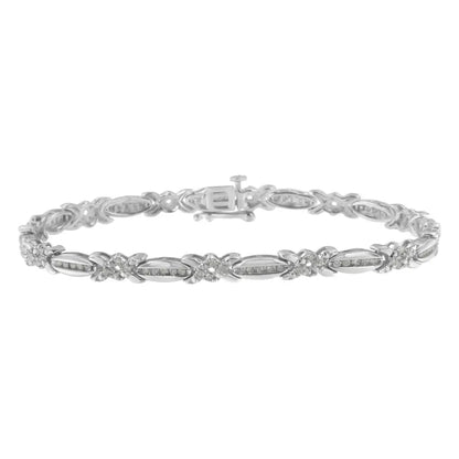 Sterling Silver Diamond X-link Tennis Bracelet 1 Cttw I-j Color I3 Clarity