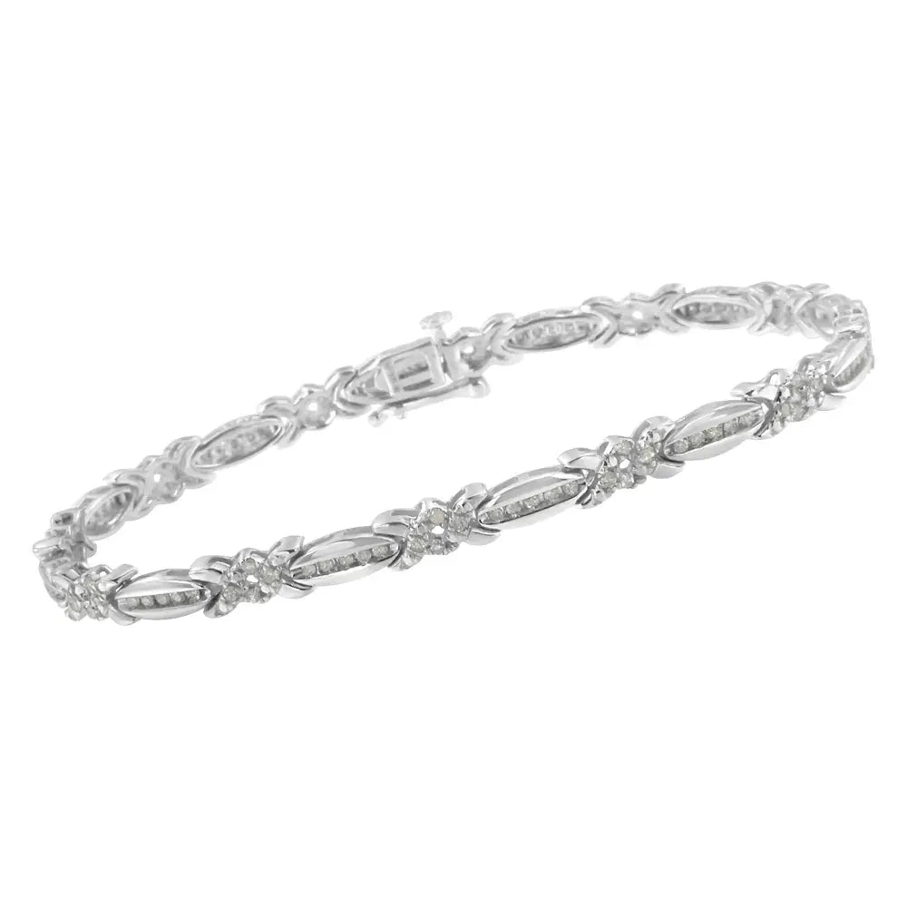 Elegant Sterling Silver Diamond X-link Tennis Bracelet for Timeless Style