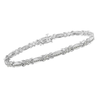 Sterling Silver Diamond X-link Tennis Bracelet 1 Cttw I-j Color I3 Clarity