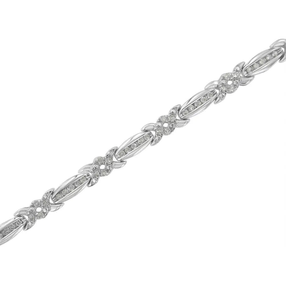 Elegant Sterling Silver Diamond X-link Tennis Bracelet for Timeless Style