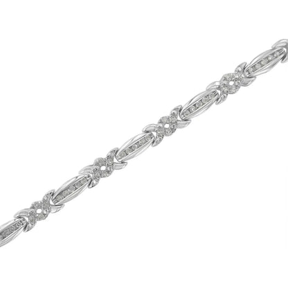 Sterling Silver Diamond X-link Tennis Bracelet 1 Cttw I-j Color I3 Clarity