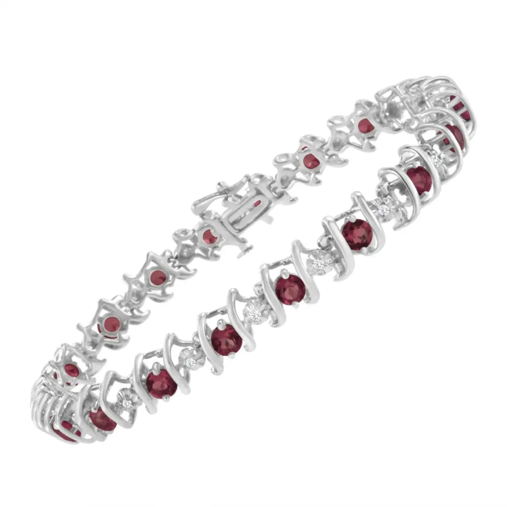 Elegant Sterling Silver Lab-grown Birthstone Diamond Tennis Bracelet