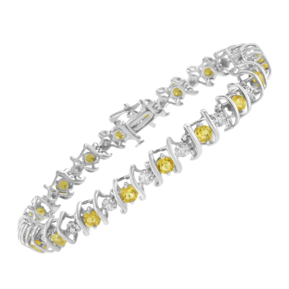 Elegant Sterling Silver Lab-grown Birthstone Diamond Tennis Bracelet