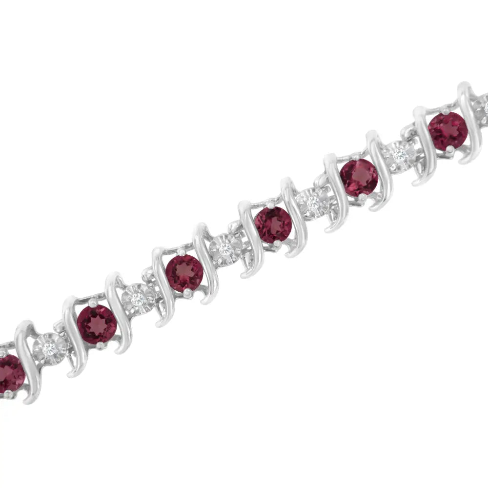 Elegant Sterling Silver Lab-grown Birthstone Diamond Tennis Bracelet