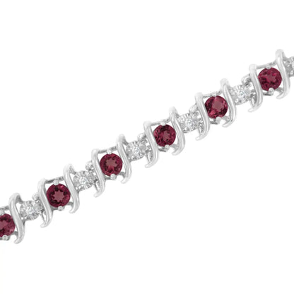 Elegant Sterling Silver Lab-grown Birthstone Diamond Tennis Bracelet